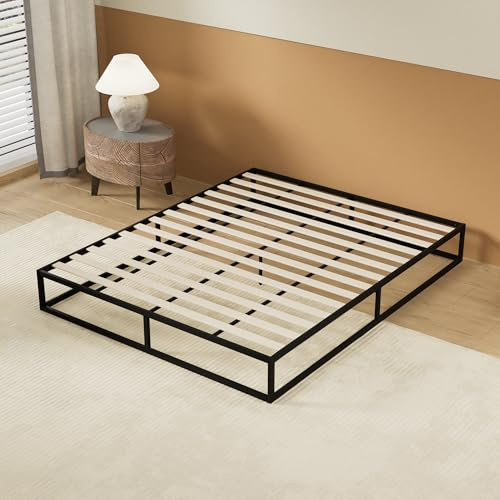 NOVEMBER Lattenbett aus Holz, Metallrahmen, Holzlatten, sehr stabil, robust und langlebig, industrieller Stil (120 x 190 cm)