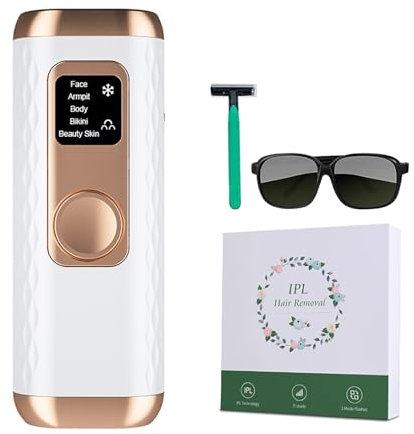 IPL Geräte Haarentfernung Laser, 999,999 Lichtimpulse Laser Haarentfernung & 5 Energiestufen, Haarentfernung für Männer und Frauen, Effizient Laser schmerzfreies Ergebnis, für Achseln, Beine