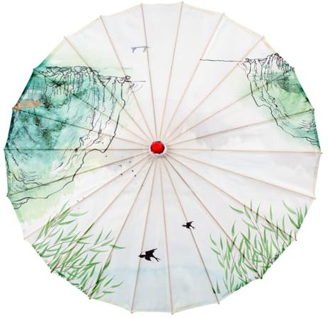 divuukyi Elegante orientalische Sonnenschirme mit Bambusrahmen, geöltes Papier, Regenschirme für Hochzeiten und Cosplay, durchsichtig