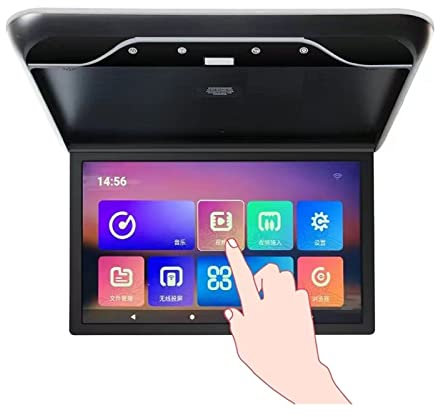 AUBEST Car Headrest Player, Car Roof Mount Monitor HD 1080P 19 Inch Ceiling Mount Flip Down Overhead Screen MP5 Multimedia Player WIFI/Bluetooth(Touch Screen Black)