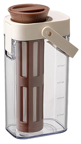 Cold Brew Kaffeemaschine, Kalte Teeflasche, Gefrierteekanne 1 l, Kaffeebereiter, robustes Glas, luftdichte Dose mit Griff und Deckel, -Teekanne