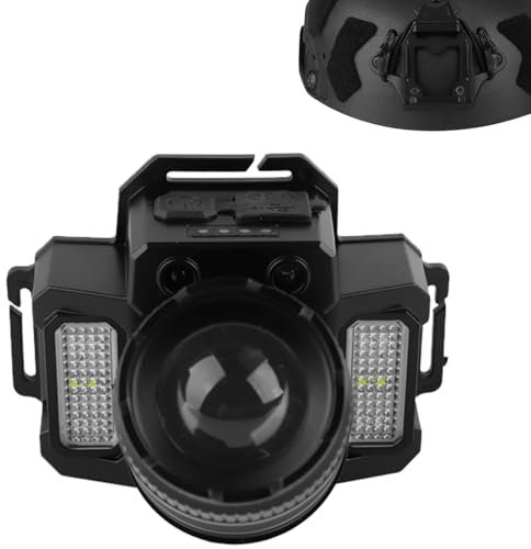Intelligent Motion-Sensing Tactical Helmet Light, Rotatable Zoom 5 Light Modes for Outdoor Camping, Fishing and Emergency Operations