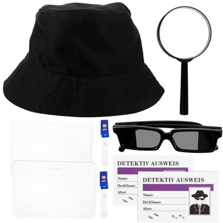 CIYODO 1 Juego Disfraz de Detective Halloween Sombrero Gafas Accesorios de Role Play Fiestas Temáticas Cosplay