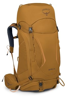 Osprey Kyte Women's Backpacking Pack, 48L X-Small/Small, Barley Brown | hiking pack, camping gear, overnight trail pack, waterproof raincover, rain cover included, waterproof storage, dry bag