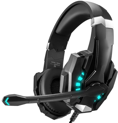 Irfora G9000 Pro Over-Ear-Gaming-Kopfhörer, LED-Licht, Geräuschunterdrückung mit Mikrofon für Laptop, Mobiltelefone, Spielekonsole (Schwarz)