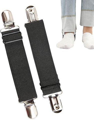 Nankoyal Fixateurs de Bas de Pantalon - 2 Pièces Réglables Pinces d'Étrier - Bretelles Anti-Dérapantes Unisexe pour Bottes,Randonnée Motocyclisme Pêche Camping