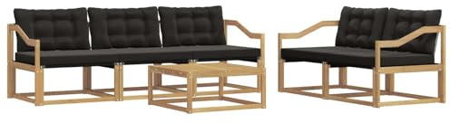 vidaXL Outdoor-Sofagarnitur 6 pcs Weiß und Schwarz 79 x 79 x 37 cm, Garten-Sofa, modernes Ecksofa, Robustes Loungemöbel, stilvolle Terrasse, Bequeme Sitzgruppe