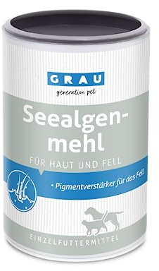 GRAU L’originale, Farina di alghe pura al 100 %, per la pigmentazione del pelo, per un pelo folto e lucido, integratore alimentare per cani e gatti, 1 confezione da 400 g