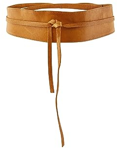 PIECES Damen Gürtel VIBS LEATHER TIE WAIST BELT, Einfarbig, Gr. 75 cm (Herstellergröße: 75), Braun (Cognac)