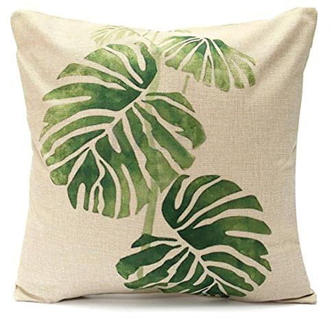 Bluelans® Green Leaf Kissenbezug aus Baumwolle, Kissenüberzug fürs Sofa als Dekoration 45,7 cm Monstera deliciosa Liebm