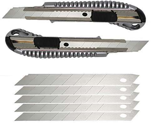 Cuttermesser 18 mm inkl. Ersatzklingen Bastelmesser Teppichmesser (2er Pack inkl. 20. Ersatz-klingen)