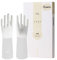 LANON 3 Paires wahoo Respectueux de la Peau Gants de Nettoyage, Gants de Vaisselle Réutilisables Non-doublés, Antidérapants, Blanc, L
