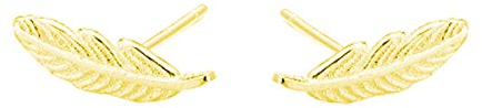 SLUYNZ Echte 925 Sterling Silber Winzige Feder Ohrstecker für Frauen - Damen Sterling Silber Ohrringe (Color 2-Yellow Gold)