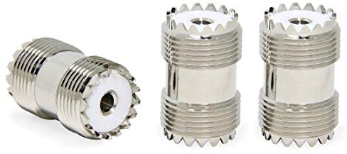 PL259 Coupler, 3-Pack UHF Female to Female SO239 Barrel Coax Connector Adapter, Cable Extention for CB Ham Radio Antenna, SWR Meter