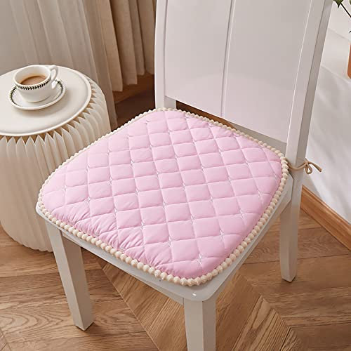 ADSEA Stuhlkissen Für Essstühle Mit Krawatten,Non Slip Memory Foam Stuhlkissen Einzelnen Sitzauflage Für Outdoor Essstuhl Kissen-Rosa kariert 4er Set