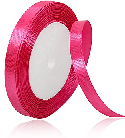 AHOMAME Geschenkband Magenta 10mm, 22m Rosa-Magenta für Hochzeit Satinband | Schleifenband zum Geschenkverpackung, Weihnachten, Haarbögen, Taufe, Blumensträuße und Festdekorationen