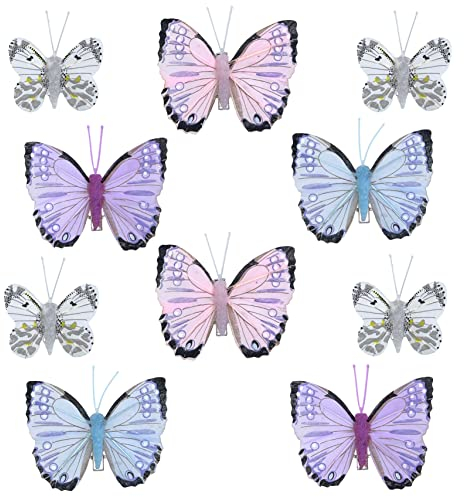 MIK funshopping Deko-Schmetterlinge mit Clip zur farbenfrohen Dekoration (10-teiliges Set, Pastellfarben)