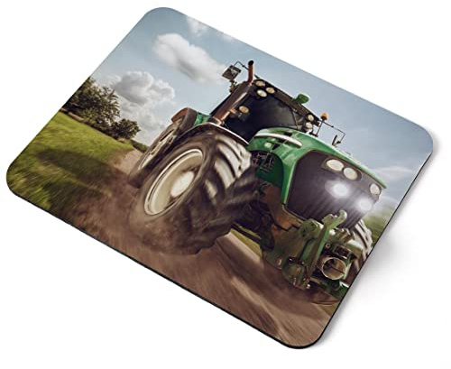 Computer-Mauspad – Grüner Bauernhof, Traktor, Fahrzeug, Bauernhof, Zuhause, Büro, PC-Schreibtisch-Zubehör, flexibles Stoffoberteil, groß, 5 mm, Laptop, Desktop, gedruckt, Kunst, ergonomisch #24618