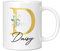 Personalised Letter D Floral Mug Initial with Name, Customised Gift, Gold Effect Printed Letter, NOT Metallic - Ceramic Coffee Cup for Men or Women, Extra Large and Giant Mug, 11oz White Mug