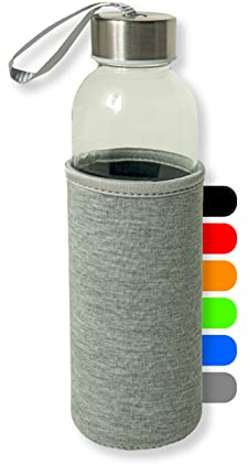 Artexia Bouteille en Verre 500 ml - Écologique, Idéale pour Bureau, Yoga, Fitness (Gris, 1)