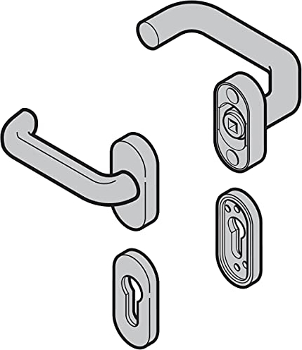 Hörmann Drückergarnitur Rundzylinder (92) gekröpft/flach (ST), Edelstahl poliert