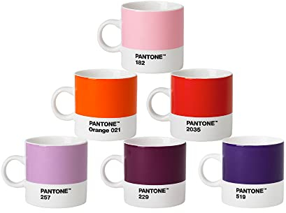 Pantone Espressotassen 6er Set, Porzellan, Espressobecher, 120 ml, spülmaschinenfest, Rottöne …