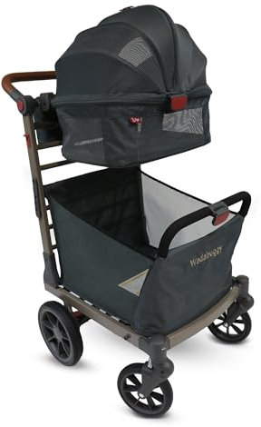 Wadabuggy Foldable Pet Cart - Luxury Cat & Dog Stroller with Extra Large Shopping Basket, Cup Holders, & Ventilated Canopy - Easy Fold Pet Stroller for Cats & Dogs