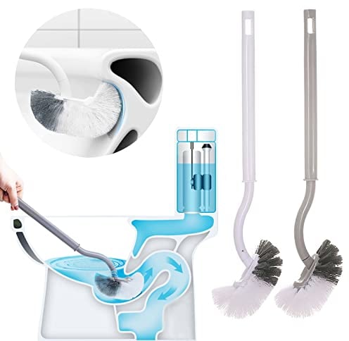 Klobürste Toilettenbürste WC Bürste Reiniger Reinigungsbürste Toilettenbürsten Toilet Brush für Badezimmer Langer Griff Tiefenreinigung, 2 Pack