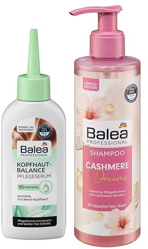 Balea 2er-Set Haarpflege: Professional KOPFHAUT-BALANCE Panthenol Pflegeserum mit Beruhigungseffekt für sensible trockene Kopfhaut (150 ml) + Schönheitsgeheimnisse Shampoo ROSENWASSER (250 ml), 400 ml