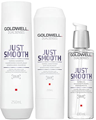 Goldwell Dualsenses Just Smooth Bändigungs Shampoo 250ml Conditioner 200ml Öl 100ml