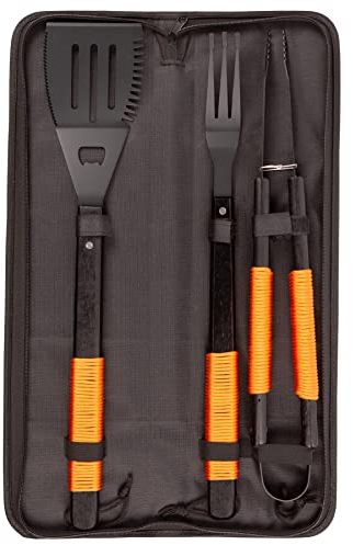 BobbyQ - Wooden BBQ Tool Set - 3pc - Orange Rope