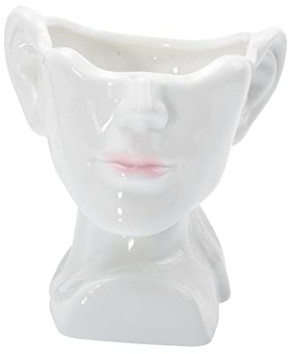 DOITOOL 1 Pc Visage Pot De Fleurs Pot De Fleur De Bureau Pots Succulents Vase Nordique Pots Décoratifs Cache-Pot en Porcelaine Visage Abstrait Blanche Céramique Cactus Plante Succulente