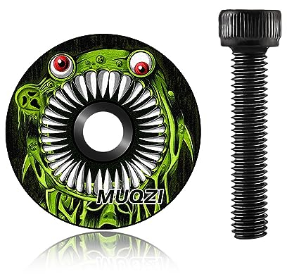 MUQZI Steuersatz Kappe, 1 1/8 Stem Cap Fahrrad Headset Abdeckung für Rennrad, Cyclocrosser & Mountainbike, Grünes Monster