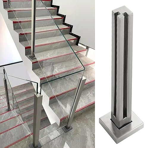Postes Barandilla Barandilla De Cristal Para Escaleras, De Barandilla De Piso Balustrade Deck, Interior Exterior Soporte De Acero Inoxidable Para Panel De Barandilla De Seguridad Abrazadera(Color:Corn