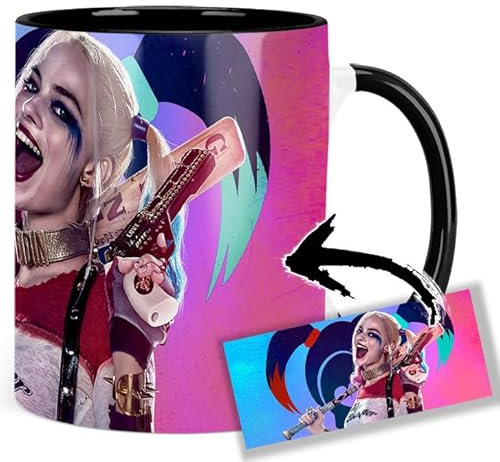 MasTazas Suicide Squad Harley Quinn Margot Robbie Taza Ceramica Interior y Asa Negra