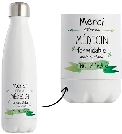 Bouteille isotherme Médecin inoubliable homme | Gourde Thermos Réutilisable Cadeau Départ Retraite, Collègue