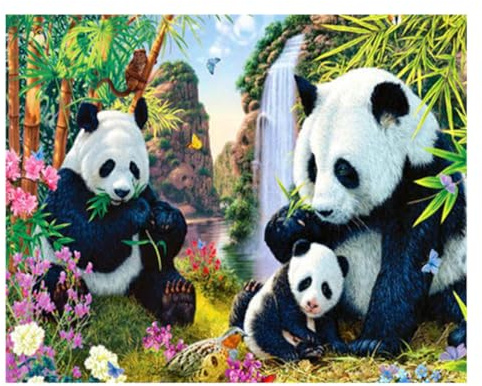 Pracht Creatives Hobby Diamond Painting Set, Tableau avec Motif Famille Panda et Accessoires, Set de Bricolage pour Peindre avec des Pierres Scintillantes, pour Enfants à partir de 5 Ans