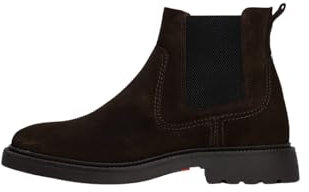 Tommy Hilfiger Uomo Stivaletti Chelsea Comfort Eleganti, Marrone (Dark Coffee), 40