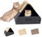 NATUYA Katzenhaus Katzenhöhle Filz Katzenbett Katzenhöhle aus stabilem Filz,pflegeleicht,faltbar (43 x 33 x 35cm，Schwarz)