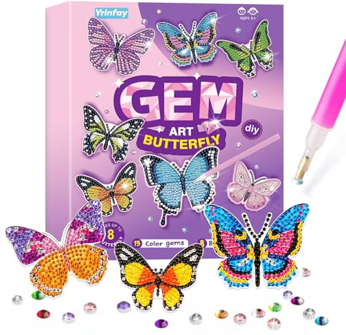Schmetterling Diamond Painting Kinder - Bastel deinen eigenen 8 Diamant Schmetterling - Basteln Geschenk Mädchen 5 6 7 - Bastelset Spielzeug Ab 8 9 10 11 12 Jahre