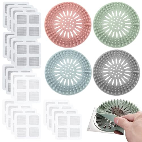 DKDDSSS 24 Piezas Atrapa Pelos Ducha, Coladores de Desagüe, Atrapapelos Ducha, Protector de Drenaje, Rejilla Desague Ducha, Filtro de Cabello, Colector de Cabello, Accesorio para Cocina, Rejilla Ducha