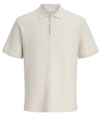 JACK & JONES Herren Male T-Shirt Einfarbig T-Shirt Jjeaustin Zip Polo Ss Sn (1er Pack)