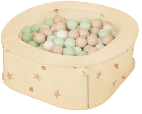 Selonis Piscine Pliable À Boules pour Bébés Pop-Up Maison Tente De Jeu pour Enfants 81X81X28cm/100 Balles 7cm L'intérieur Et L'extérieur, Beige Clair: Beige Pastel/Blanc/Menthe