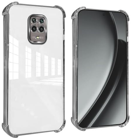 GOGME Funda para Xiaomi Redmi Note 9S / Redmi Note 9 Pro Esquinas Reforzadas con Protector Cámara Carcasa/TPU Anti - Arañazos Antigolpes Suave Clara Design - Plata