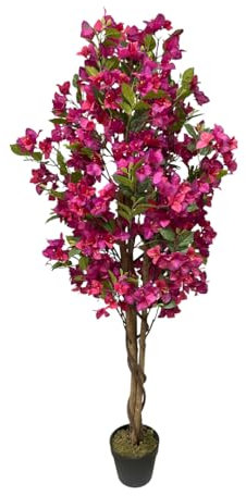 Lacers SMARAGDLINE Planta artificial de buganvilla, 150 cm, planta artificial decorativa, aspecto realista, como hojas y flores de aspecto real para salón, balcón y oficinas