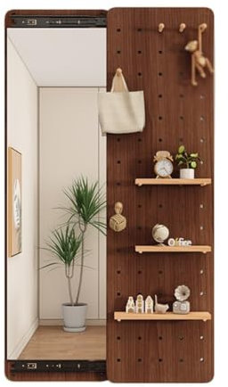 CVERTHAF Kit de Combinaison de Panneau perforé, Panneau perforé en Bois, Organisation d'affichage modulaire, Mur de Rangement Mural pour Bureau à Domicile (Marron, 40 x 150 cm)