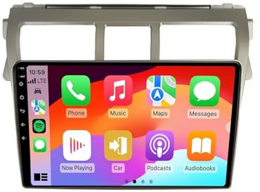 Genérico Radio estéreo para Coche con Pantalla táctil IPS de 9 Pulgadas y Android para Toyota Vios Yaris 2007-2012 con Carplay inalámbrico, Android Auto, navegación GPS, Bluetooth, WiFi, 4G, USB, Mir