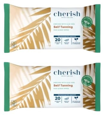 Self-Tanning Wipes – 2 x 20 Pack (40 Wipes Total) | Gradual Self-Tan Towelettes for Face & Body | Streak-Free, Quick-Drying | Unisex Bronze Glow. Enriched with Aloe Vera.