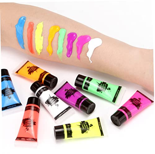 NIYANGLE 8 Piezas Pintura Facial Fluorescente Alta Pigmentación Pintura para Eventos Fiestas y Halloween