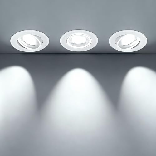 Aigostar LED Einbaustrahler 230v 5W Deckenstrahler LED/ 370LM Spot/kaltes weißes Licht 6500k/ Ф70-75mm/ Schwenkbar Deckenspots für Küche Wohnzimmer Korridor/Packung mit 3